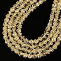 Yellow Cracked Glass Smooth Rounds, Approx 4-12mm, 38cm/strand