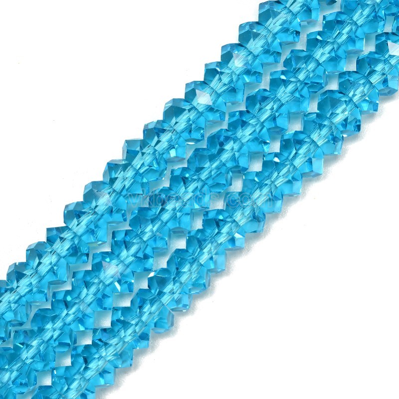 Light Blue Glass Faceted Rondelles, Approx 3x6-4x8mm, 38cm/strand