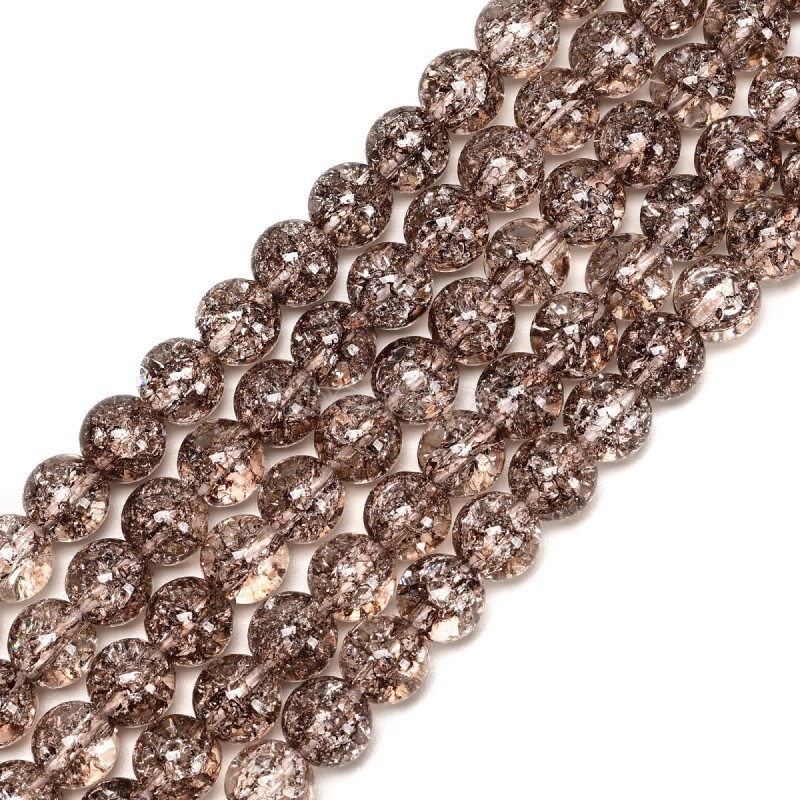 Brown Cracked Glass Smooth Rounds, Approx 4-12mm, 38cm/strand