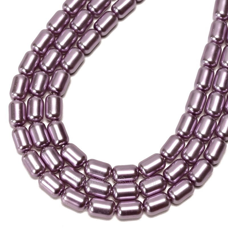 Purple Glass Pearl Smooth Barrel Drums, Approx 6x9mm, 38cm/strand