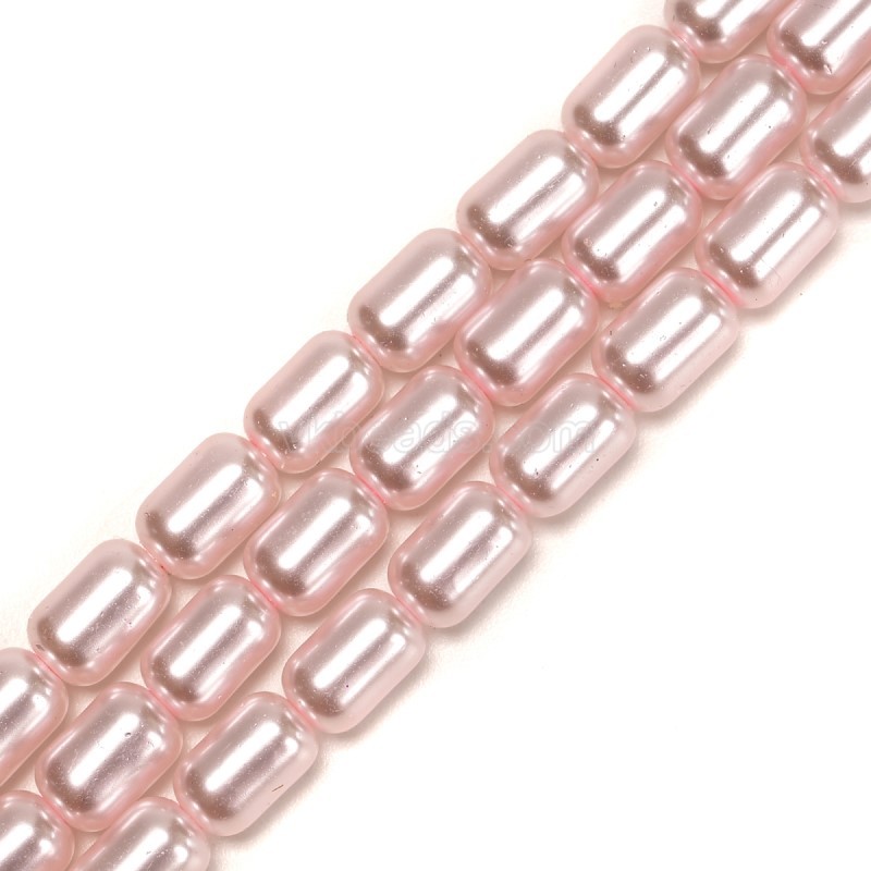 Pink Glass Pearl Smooth Barrel Drums, Approx 6x9mm, 38cm/strand
