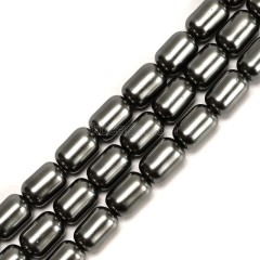 Dark Grey Glass Pearl Smooth Barrel Drums, Approx 6x9mm, 38cm/strand