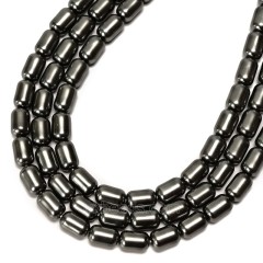 Dark Grey Glass Pearl Smooth Barrel Drums, Approx 6x9mm, 38cm/strand