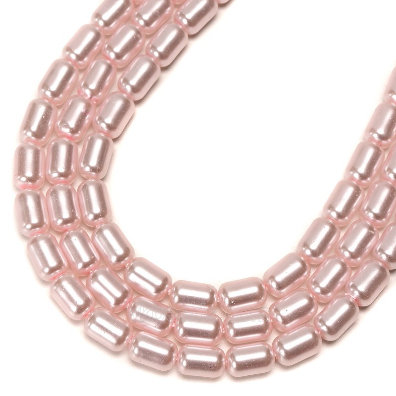 Pink Glass Pearl Smooth Barrel Drums, Approx 6x9mm, 38cm/strand