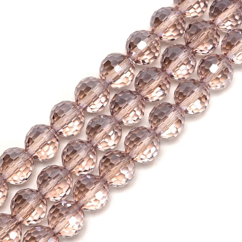 Transparent Light Orange Glass Faceted Rounds, 128 Facets, Approx 4-10mm, 38cm/strand