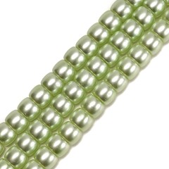 Apple Green Glass Pearl Smooth Barrel Drums, Approx 6x8mm, 38cm/strand