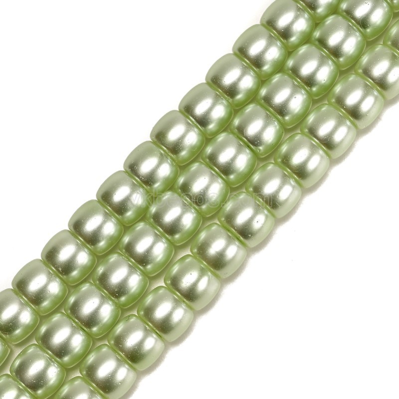 Apple Green Glass Pearl Smooth Barrel Drums, Approx 6x8mm, 38cm/strand