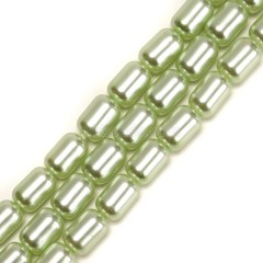 Apple Green Glass Pearl Smooth Barrel Drums, Approx 6x9mm, 38cm/strand