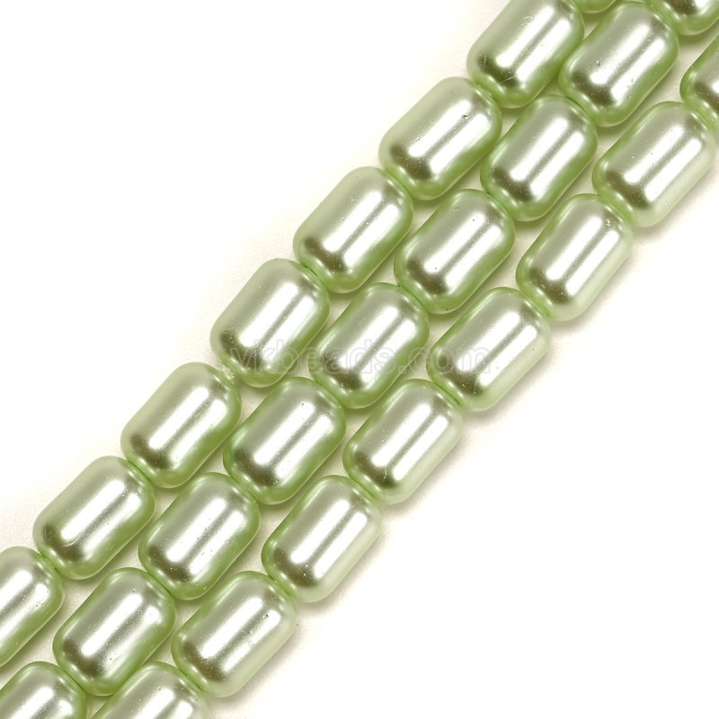 Apple Green Glass Pearl Smooth Barrel Drums, Approx 6x9mm, 38cm/strand