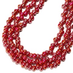 AB Plated Red Opaque Off-center Glass Smooth Rices, Approx 4.5x6mm, 38cm/strand