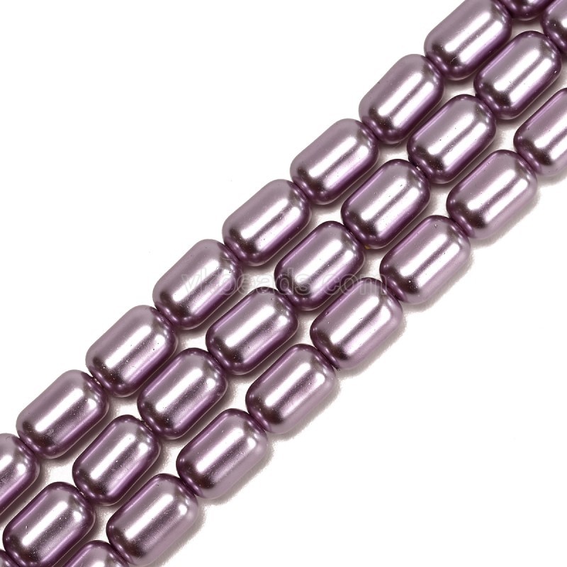 Purple Glass Pearl Smooth Barrel Drums, Approx 6x9mm, 38cm/strand
