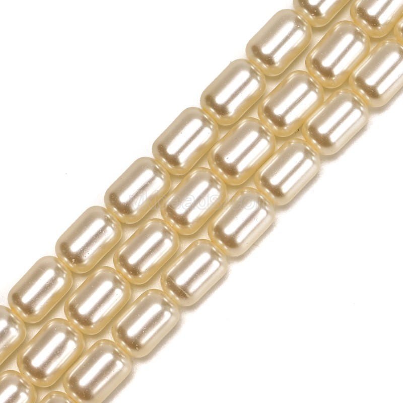 Creamy White Glass Pearl Smooth Barrel Drums, Approx 6x9mm, 38cm/strand