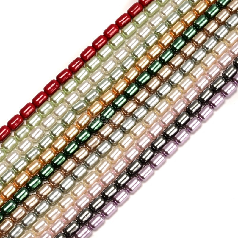 Creamy White Glass Pearl Smooth Barrel Drums, Approx 6x9mm, 38cm/strand