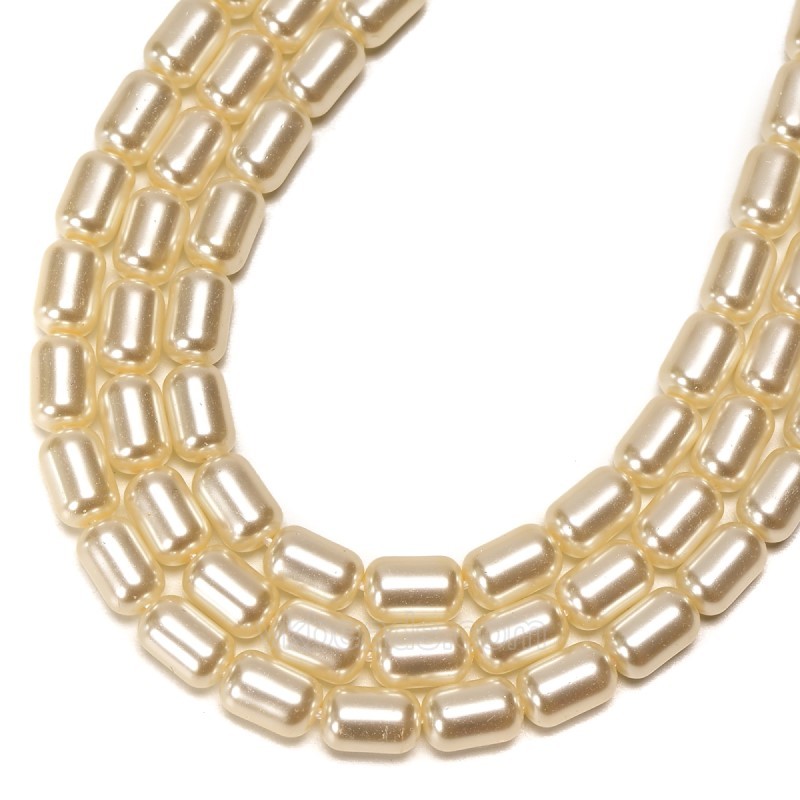 Creamy White Glass Pearl Smooth Barrel Drums, Approx 6x9mm, 38cm/strand