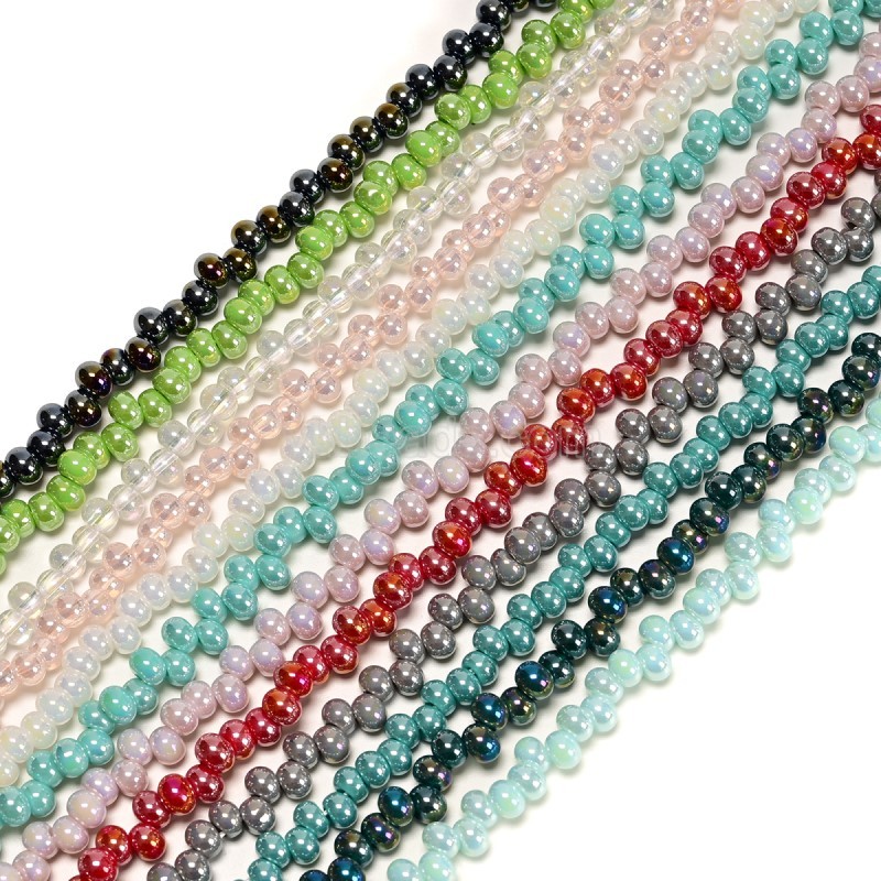 AB Plated Red Opaque Off-center Glass Smooth Rices, Approx 4.5x6mm, 38cm/strand