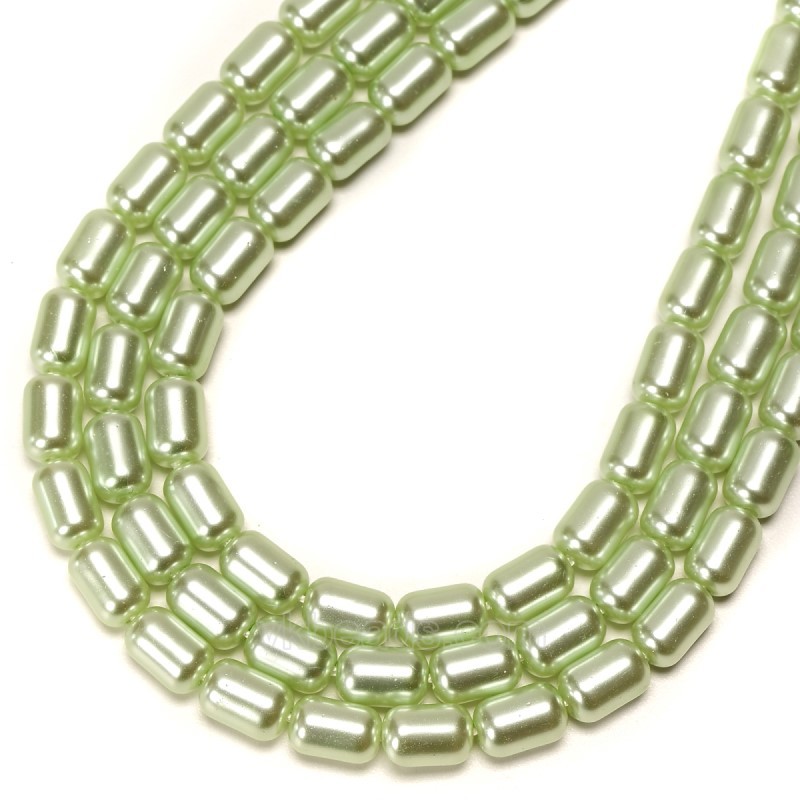 Apple Green Glass Pearl Smooth Barrel Drums, Approx 6x9mm, 38cm/strand