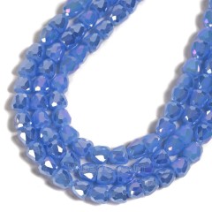 AB Plated Opaque Light Blue Glass Faceted Bells, Approx 7.5-8mm, 38cm/strand