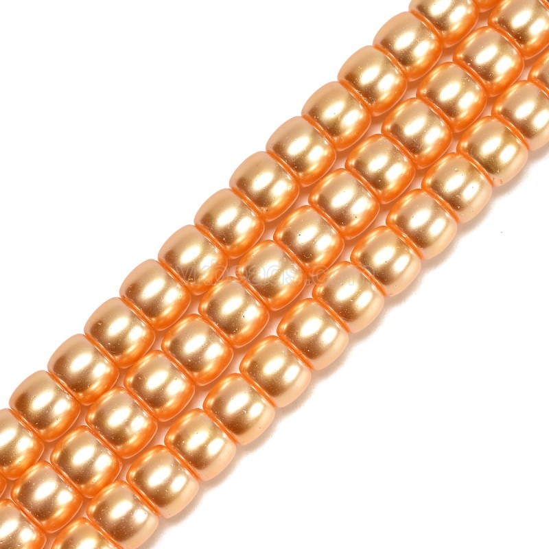 Yellow Glass Pearl Smooth Barrel Drums, Approx 6x8mm, 38cm/strand
