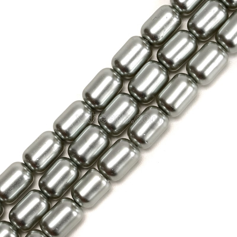Light Grey Glass Pearl Smooth Barrel Drums, Approx 6x9mm, 38cm/strand