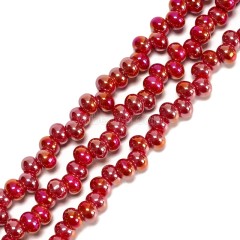 AB Plated Red Opaque Off-center Glass Smooth Rices, Approx 4.5x6mm, 38cm/strand