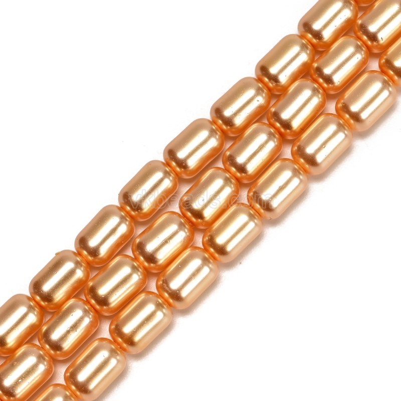 Yellow Glass Pearl Smooth Barrel Drums, Approx 6x9mm, 38cm/strand