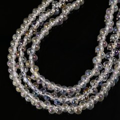 AB Plated Transparent Off-center Glass Smooth Rices, Approx 4.5x6mm, 38cm/strand