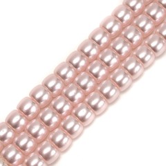 Pink Glass Pearl Smooth Barrel Drums, Approx 6x8mm, 38cm/strand
