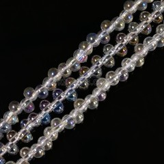 AB Plated Transparent Off-center Glass Smooth Rices, Approx 4.5x6mm, 38cm/strand