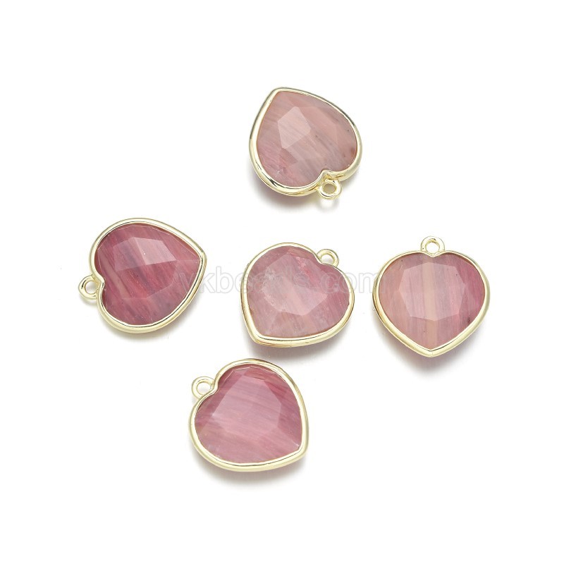 Gemstone Faceted Puffy Heart Charms, with Base Metal Edge, Approx 17mm, Sell by Piece