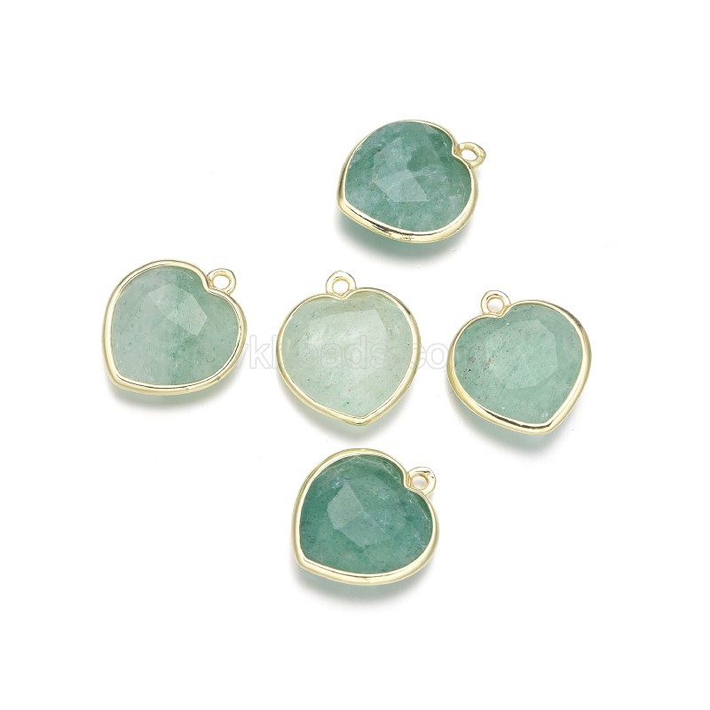 Gemstone Faceted Puffy Heart Charms, with Base Metal Edge, Approx 17mm, Sell by Piece