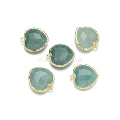 Gemstone Faceted Puffy Heart Charms, with Base Metal Edge, Approx 17mm, Sell by Piece