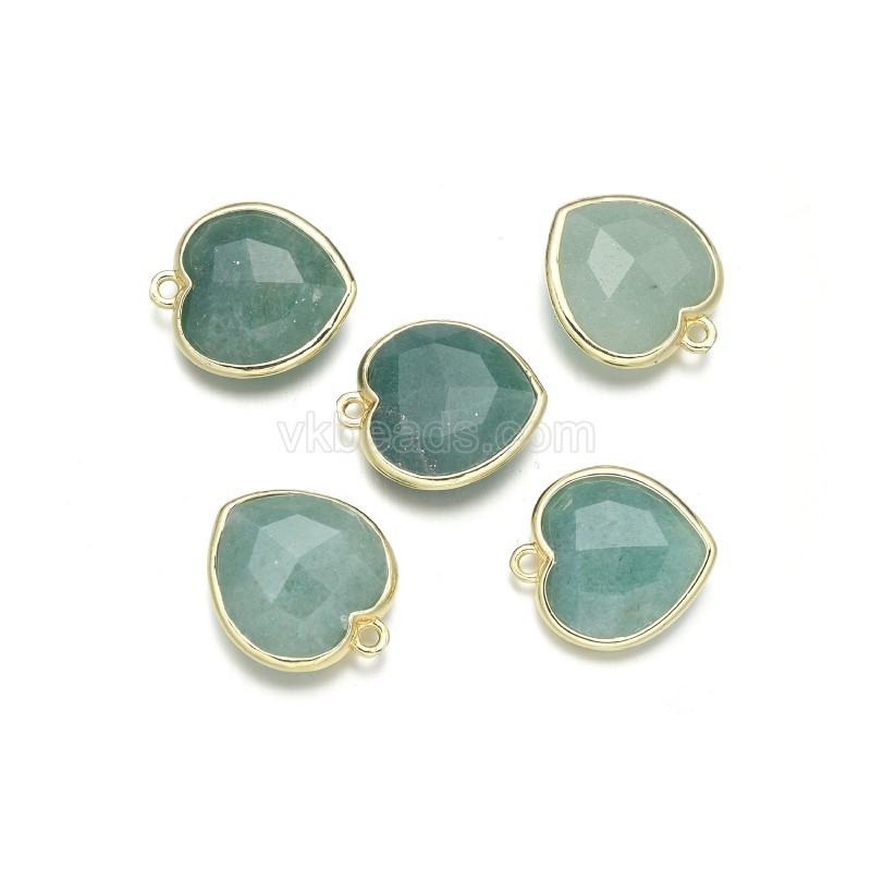 Gemstone Faceted Puffy Heart Charms, with Base Metal Edge, Approx 17mm, Sell by Piece