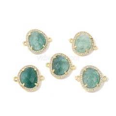 Gemstone Faceted Egg Double Rings Connectors, with Micro Pave CZ Edge, Approx 17x20mm, Sell by Piece