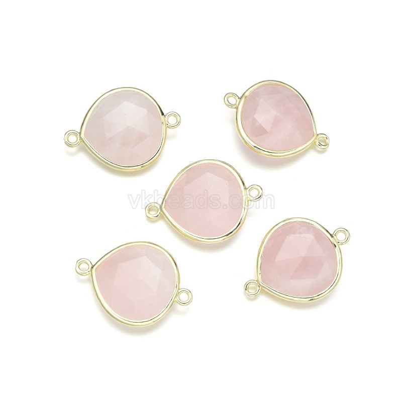 Gemstone Faceted Teardrop Double Rings Connectors, Approx 18x24mm, Sell by Piece