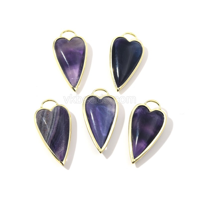Gemstone Smooth Long Puffy Heart Charms, Approx 19x38mm, Sell by Piece