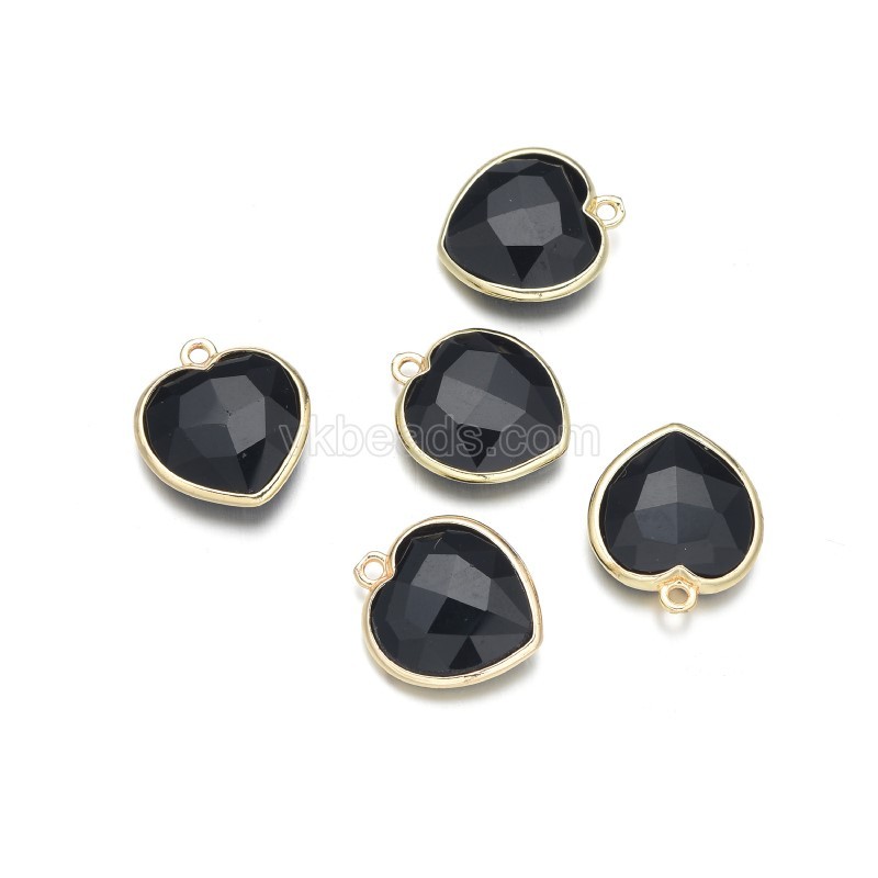 Gemstone Faceted Puffy Heart Charms, with Base Metal Edge, Approx 17mm, Sell by Piece