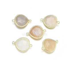 Gemstone Faceted Teardrop Double Rings Connectors, Approx 18x24mm, Sell by Piece