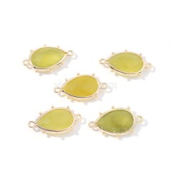 Gemstone Faceted Teardrop Double Rings Connectors, Approx 15x23mm, Sell by Piece