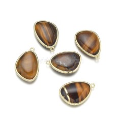 Gemstone Smooth Egg Charms, with Base Metal Edge, Approx 18x25mm, Sell by Piece