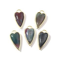 Gemstone Smooth Long Puffy Heart Charms, Approx 19x38mm, Sell by Piece