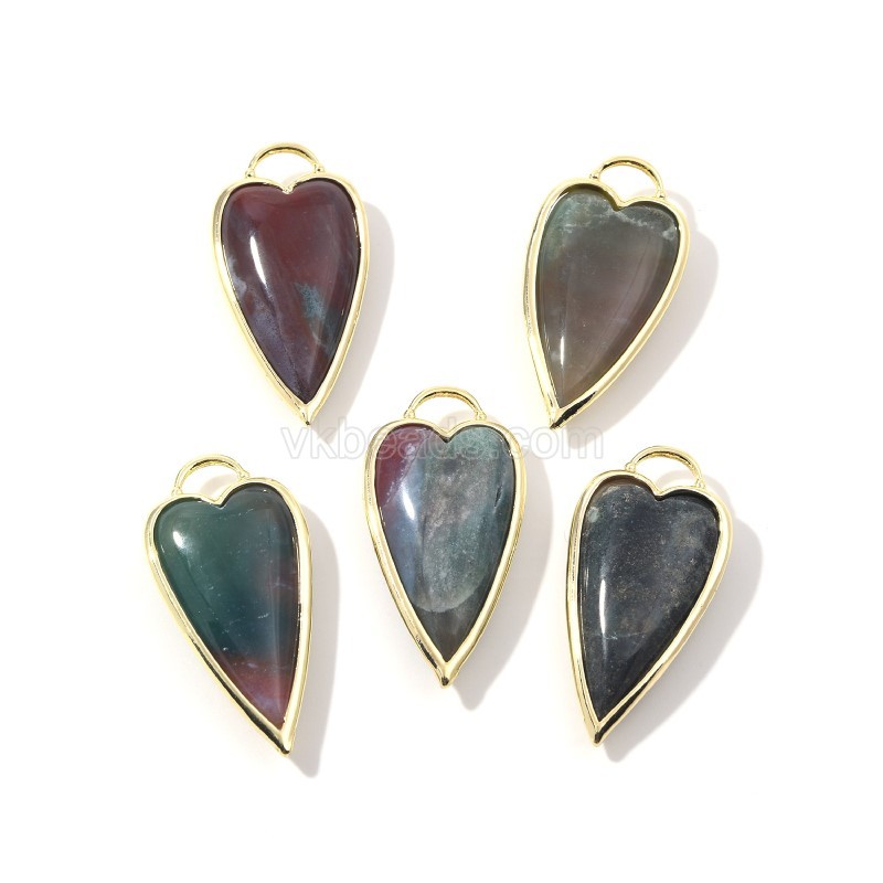Gemstone Smooth Long Puffy Heart Charms, Approx 19x38mm, Sell by Piece