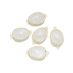 Gemstone Faceted Oval Double Rings Base Metal Connectors, Approx 12x23mm, Sell by Piece