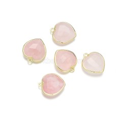 Gemstone Faceted Puffy Heart Charms, with Gold Plated Base Metal Findings, Approx 17mm, Sell by Piece