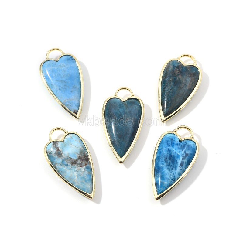 Gemstone Smooth Long Puffy Heart Charms, Approx 19x38mm, Sell by Piece