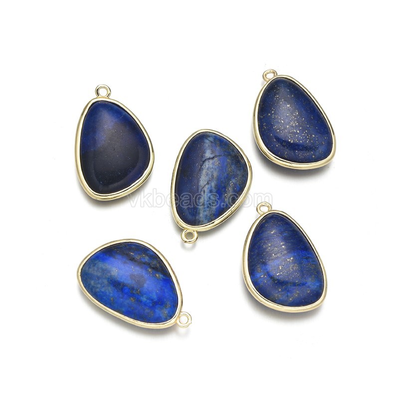 Gemstone Smooth Egg Charms, with Base Metal Edge, Approx 18x25mm, Sell by Piece