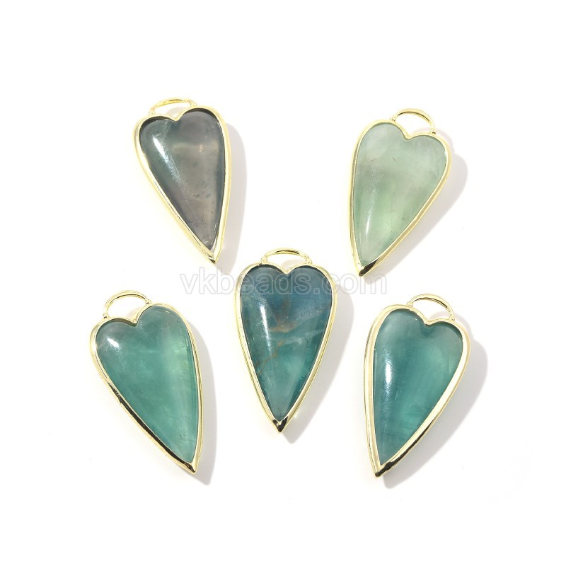 Gemstone Smooth Long Puffy Heart Charms, Approx 19x38mm, Sell by Piece