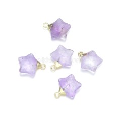 Gemstone Faceted Puffy Star Charms, with Base Metal Findings, Approx 15mm, Sell by Piece