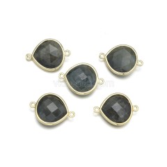Gemstone Faceted Teardrop Double Rings Connectors, Approx 18x24mm, Sell by Piece
