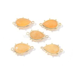 Gemstone Faceted Teardrop Double Rings Connectors, Approx 15x23mm, Sell by Piece