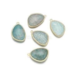 Gemstone Smooth Egg Charms, with Base Metal Edge, Approx 18x25mm, Sell by Piece